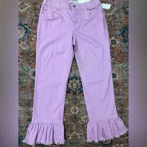 Cato Spring Summer Lavender Ruffle Hem High Rise whimsical Jeans NWT 4